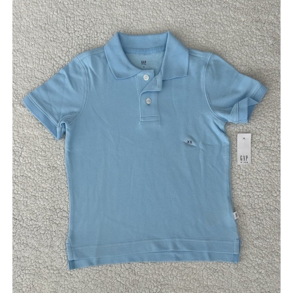 NEW Boys Gap Polo Shirt Size XS 4-5 Light Blue School Uniform Short Sleeve NWT